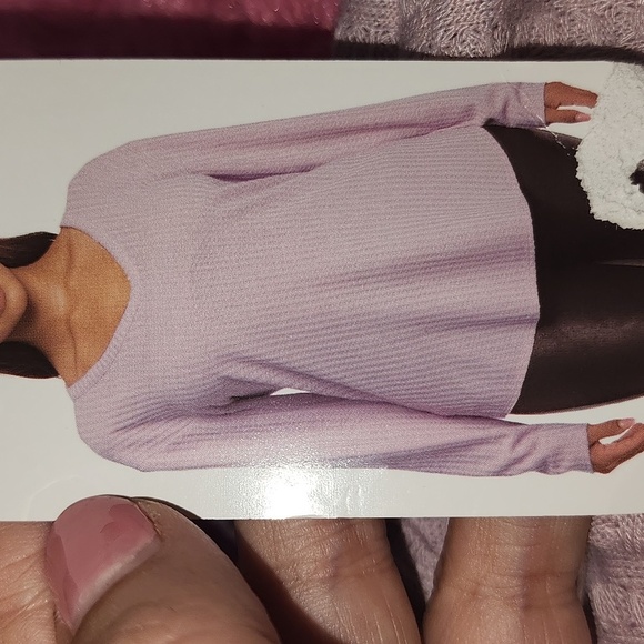 Purple Long Sleeve Waffle Top Small - Picture 4 of 5